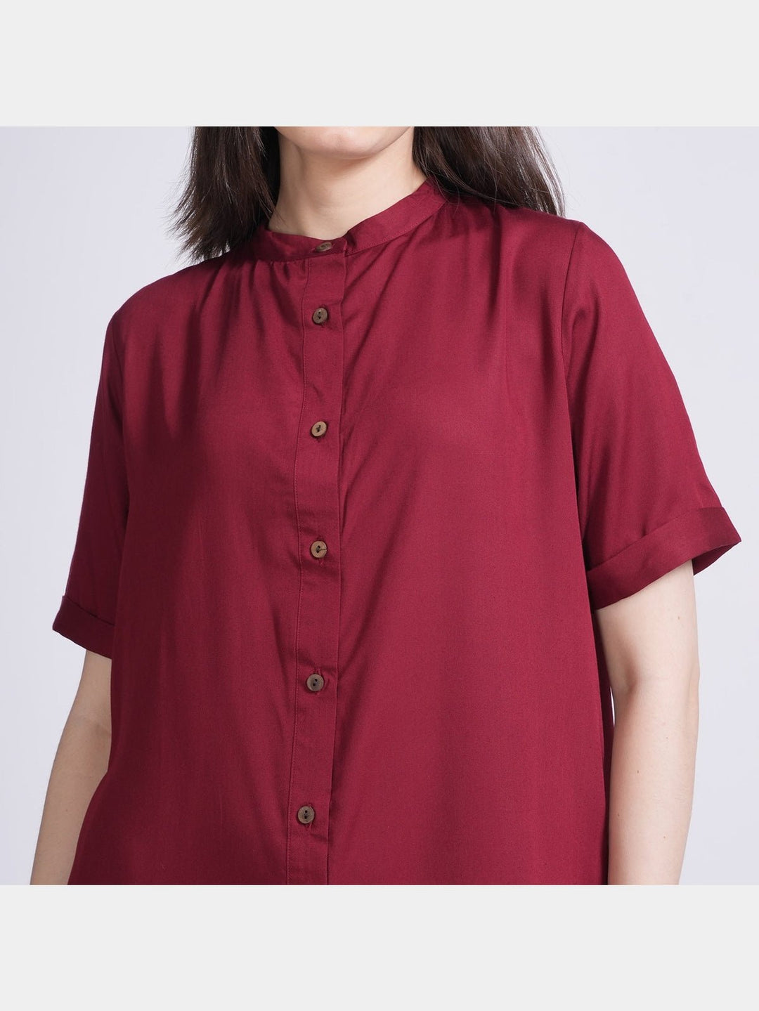 TopsWomen Modal Mandarin Collar DressSaltpetre