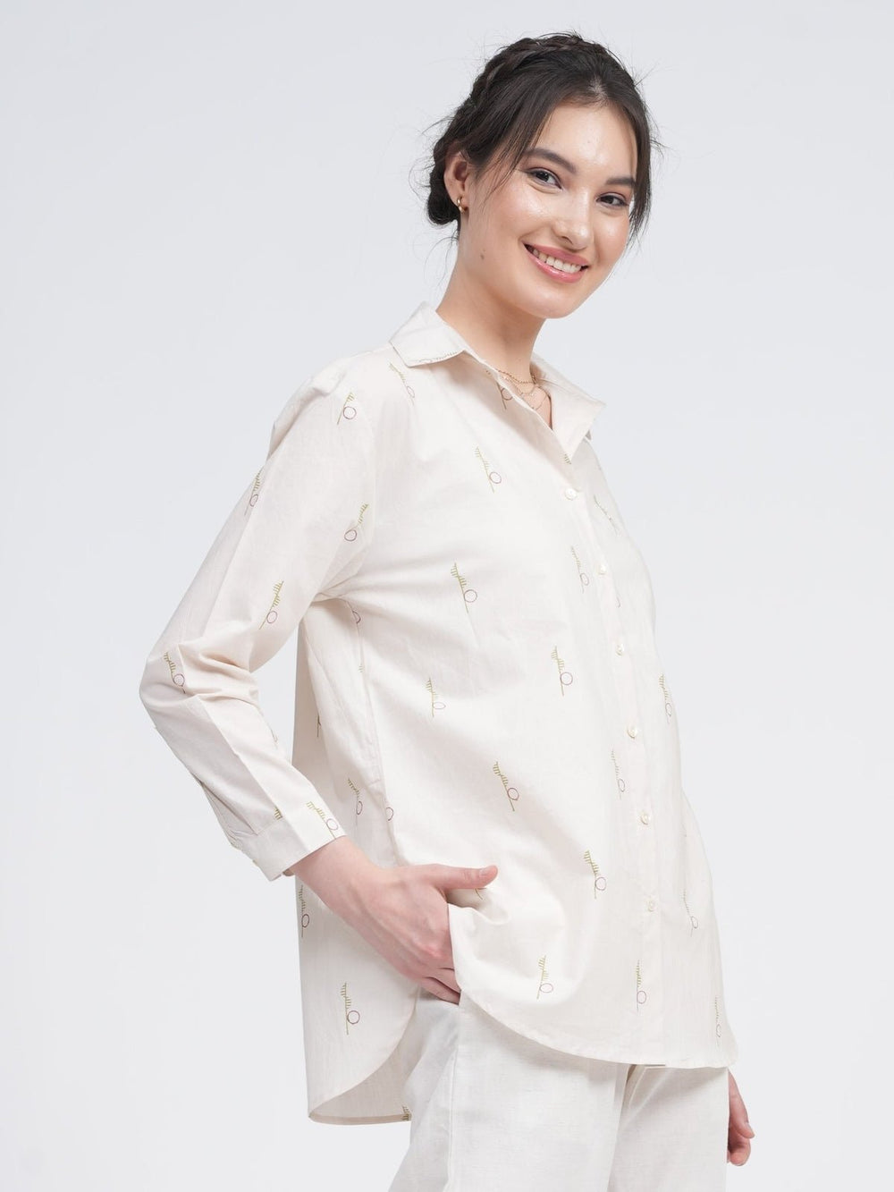 TopsWomen Organic Cotton Full Sleeve Button Down ShirtSaltpetre