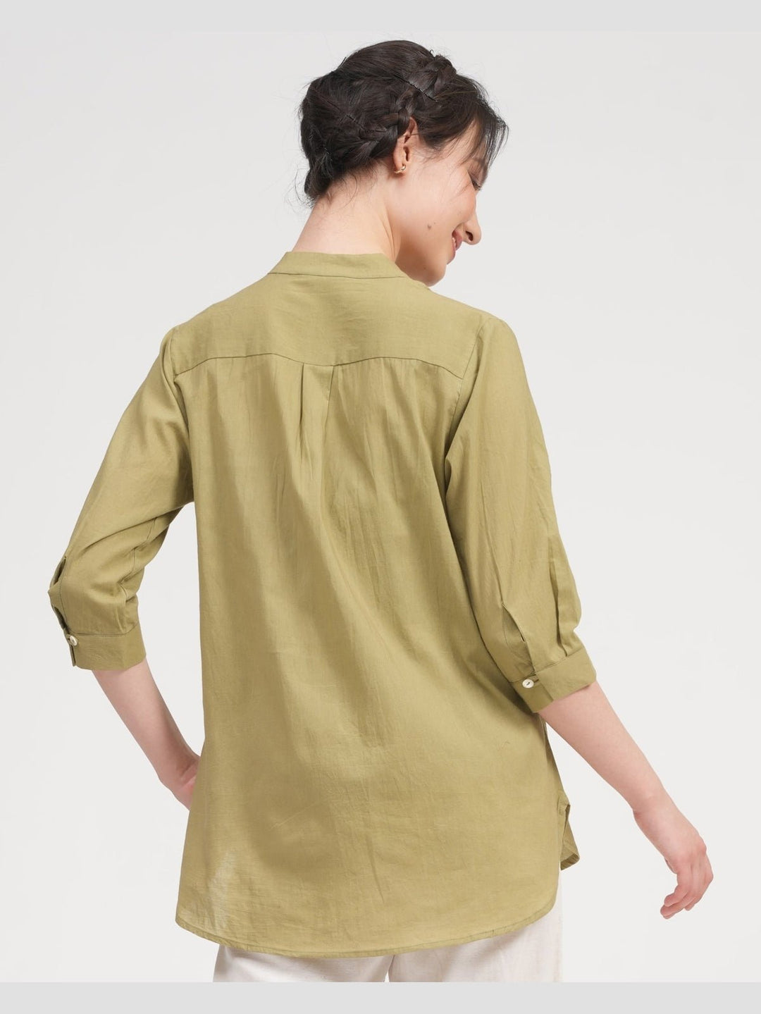 TopsWomen Organic Cotton Half Sleeve Button Down ShirtSaltpetre