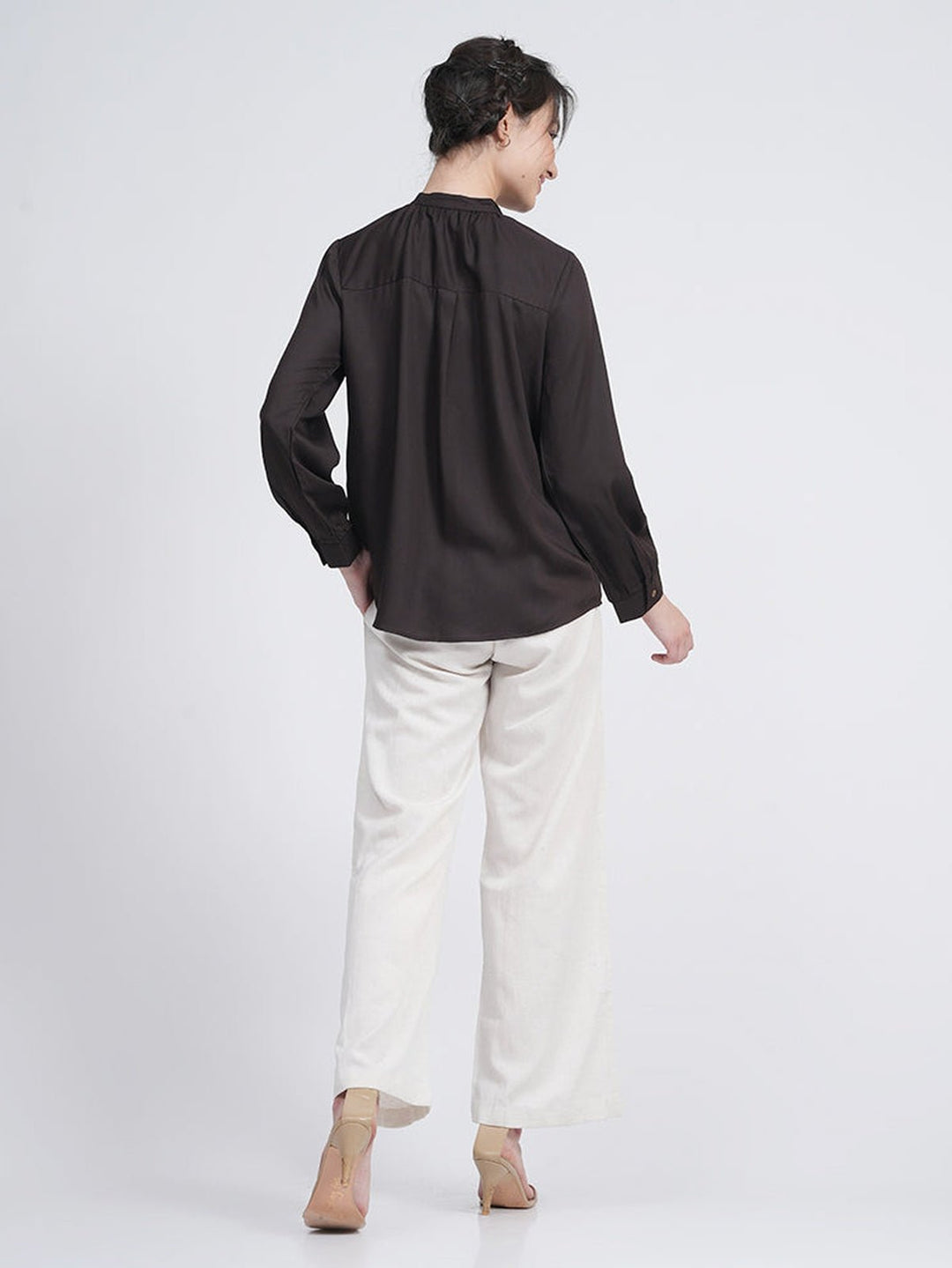 TopsWomen Solid Gather Neck TopSaltpetre