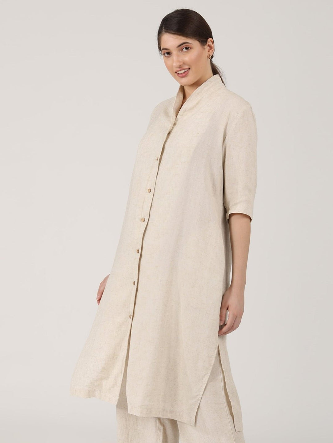 TopsWomen Solid Long Shirt TunicSaltpetre