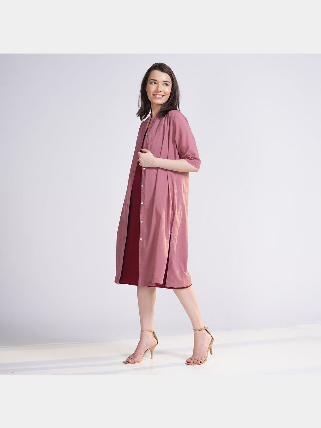 TopsWomen Solid Long Shirt TunicSaltpetre