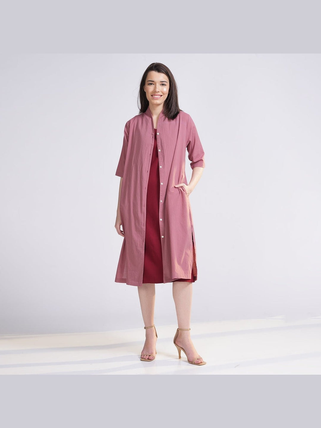 TopsWomen Solid Long Shirt TunicSaltpetre