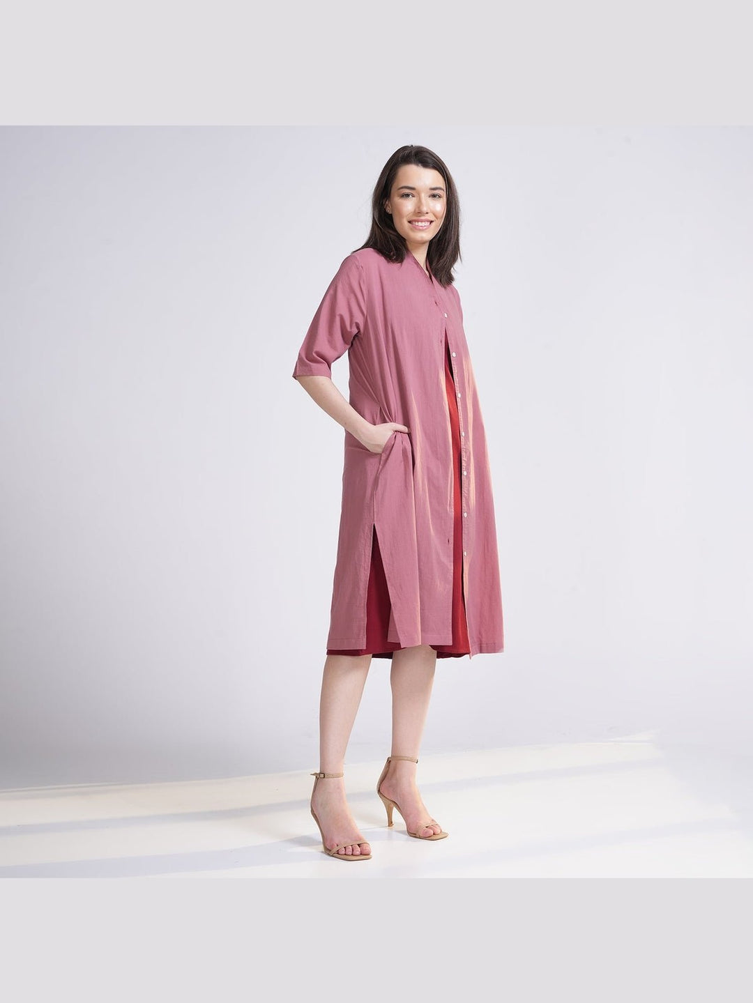 TopsWomen Solid Long Shirt TunicSaltpetre