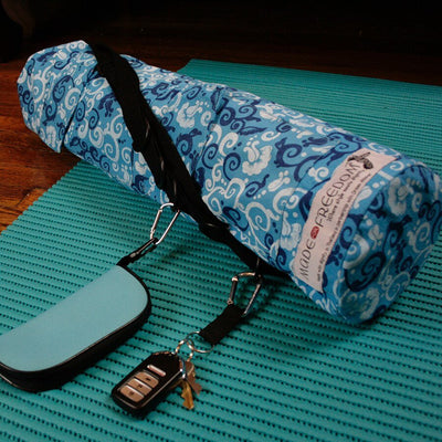 BagsYoga Mat Bag in Blue Floral Scroll PrintMade for Freedom