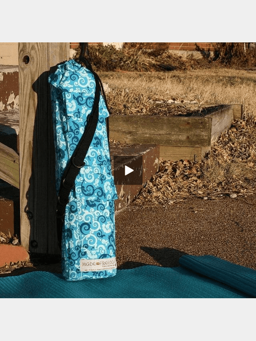 BagsYoga Mat Bag in Blue Floral Scroll PrintMade for Freedom