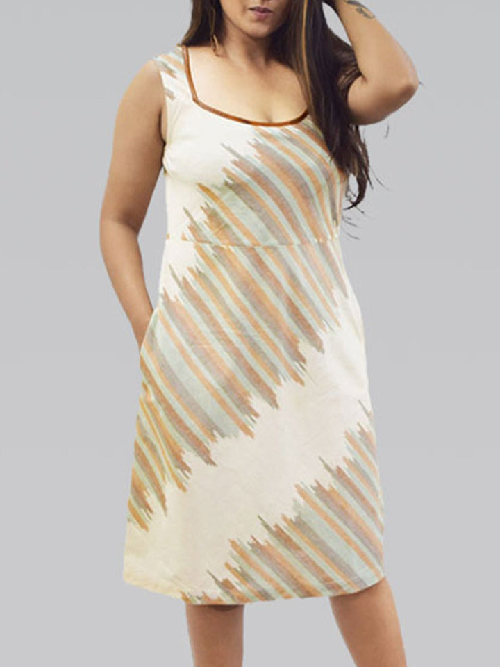 DressesAndhra Ikat Dress Cream and BrownSonica Sarna