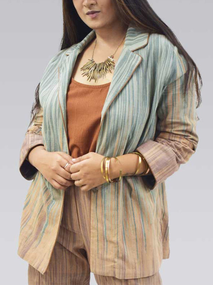 JacketsAndhra Ikat Jacket Cream and BrownSonica Sarna