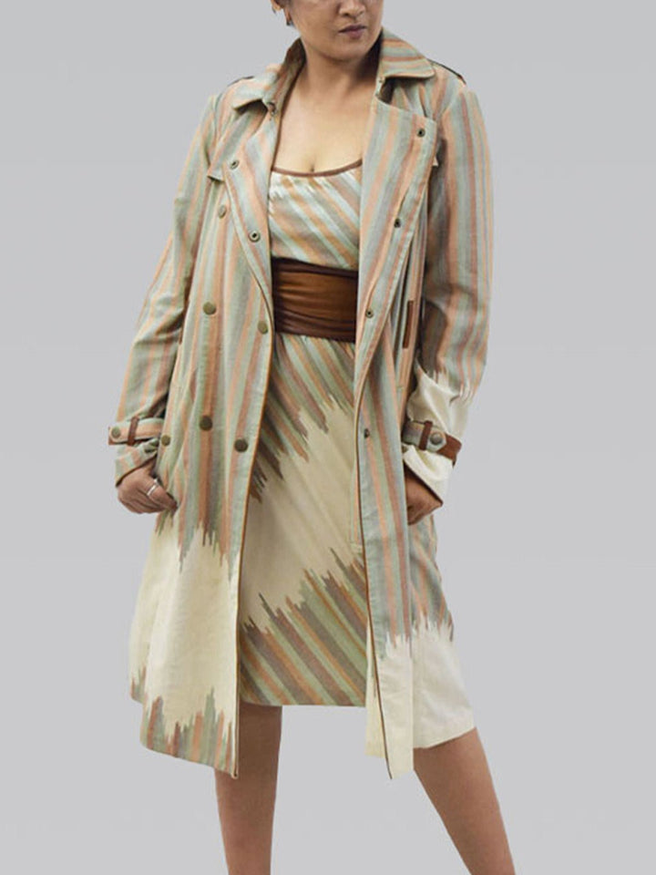 JacketsAndhra Ikat Trench Cream and BrownSonica Sarna