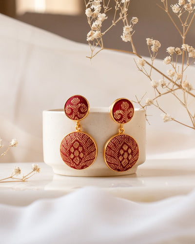 JewelryAthena, Sunhari Earrings, Red GoldenSolayi