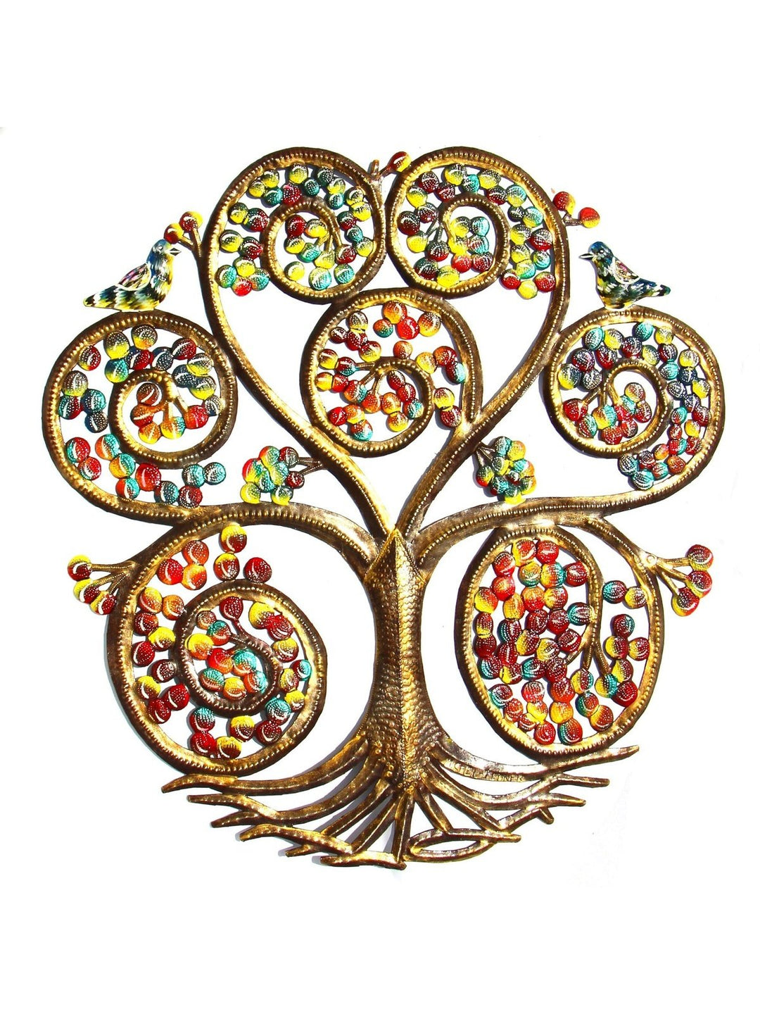 Home DecorAutumn Spiral Tree of Life Haitian Metal Drum Wall Art, 24"Global Crafts