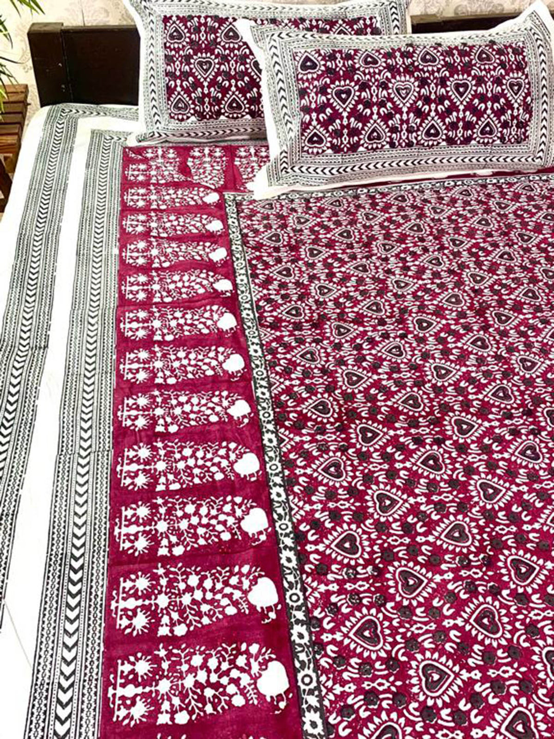 Bed and LivingBagh Motif Hand Block Printed BedsheetAlankaran Designs