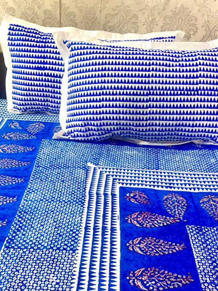 Bed and LivingBlue Petal Hand block Printed BedsheetAlankaran Designs