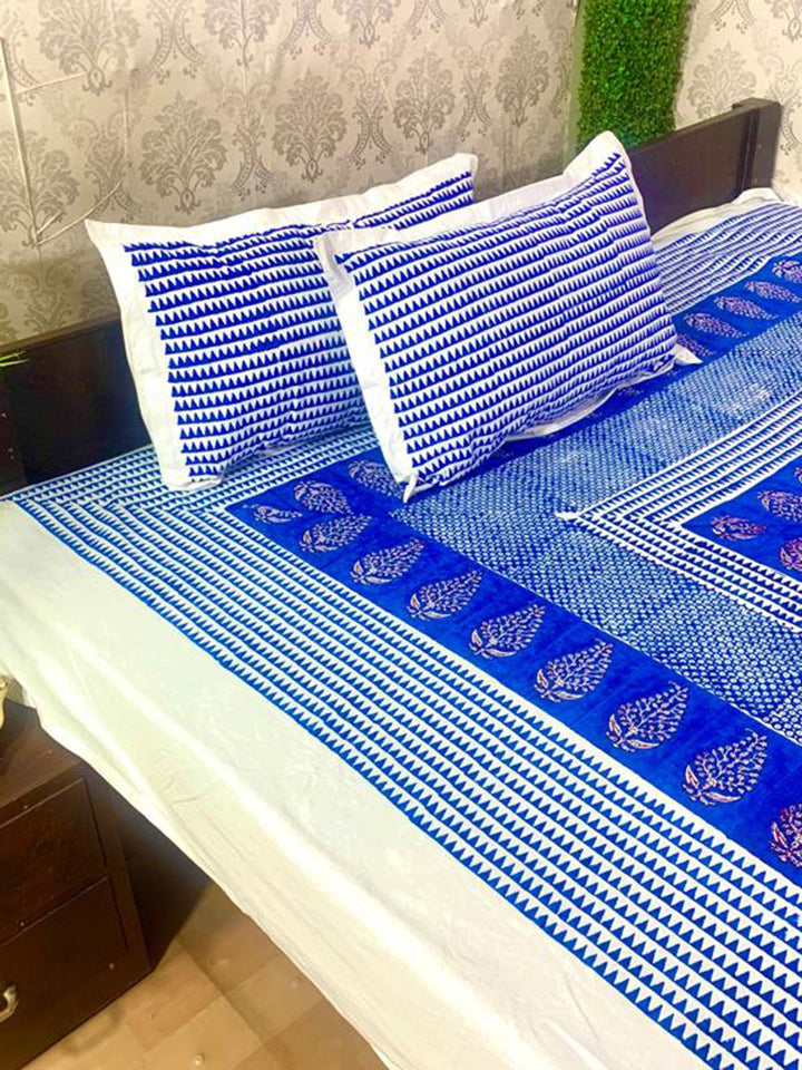 Bed and LivingBlue Petal Hand block Printed BedsheetAlankaran Designs