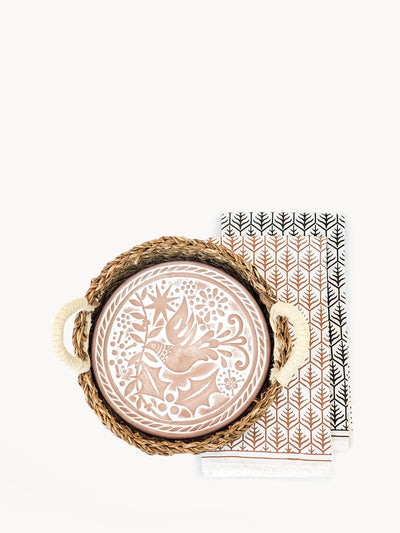 Table and DiningBread Warmer & Basket Gift Set with Tea Towel - Bird RoundKorissa
