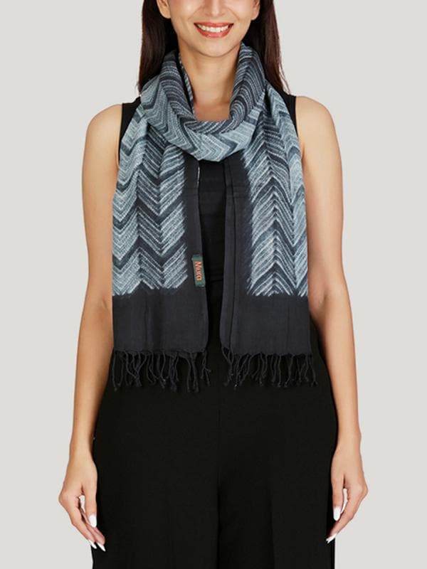 Scarves and WrapsCotton Shibori Stole CharcoalMura Collective