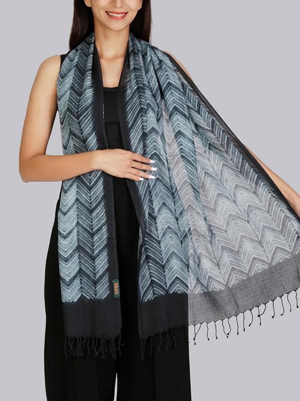 Scarves and WrapsCotton Shibori Stole CharcoalMura Collective