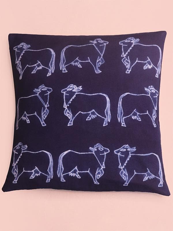 Bed and LivingCow Pattern Shibori Cushion Cover IndigoMura Collective