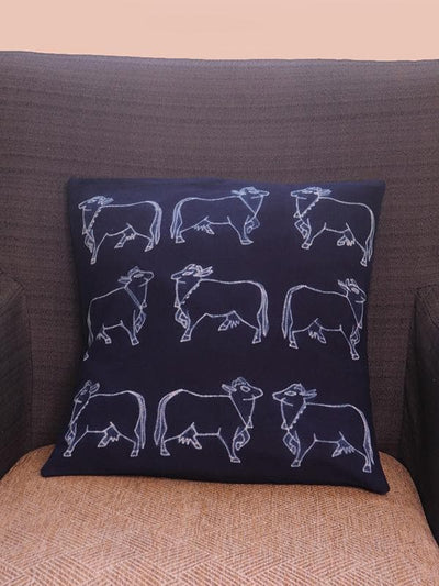 Bed and LivingCow Pattern Shibori Cushion Cover IndigoMura Collective