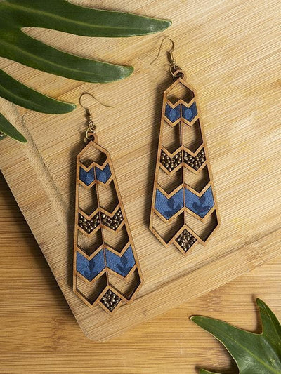 JewelryFabric and Compressed Wood Frame Statement EarringsWhe