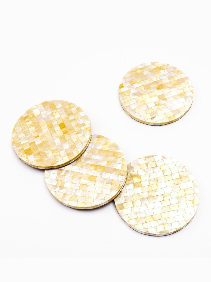 Table and DiningGolden Yellow Mother of Pearl - Mosaic CoastersLIKHÂ