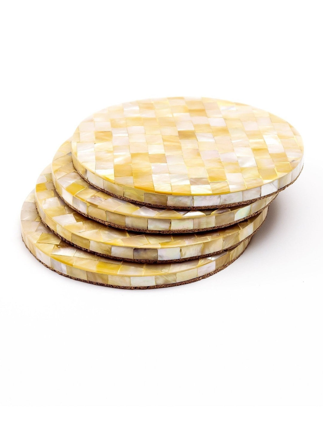 Table and DiningGolden Yellow Mother of Pearl - Mosaic CoastersLIKHÂ
