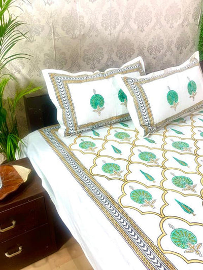 Bed and LivingGreen Buti Hand Block Printed BedsheetAlankaran Designs