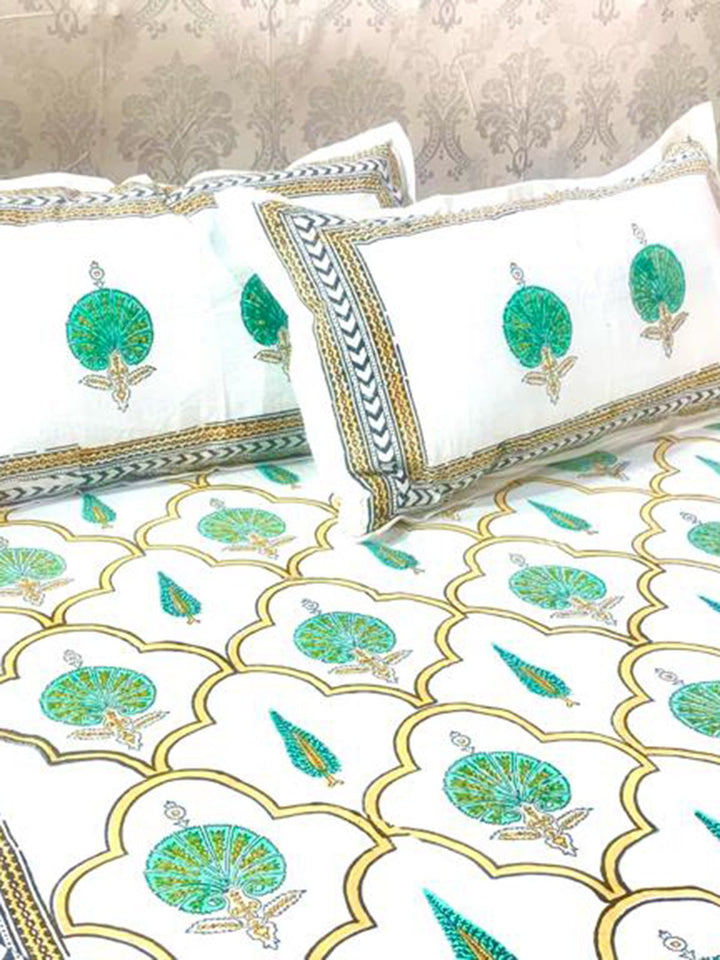 Bed and LivingGreen Buti Hand Block Printed BedsheetAlankaran Designs