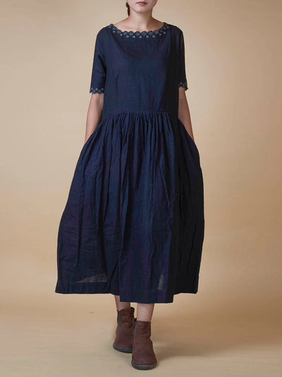 DressesHand Embroidered Hand Woven Dress Cotton BlackEarth Route