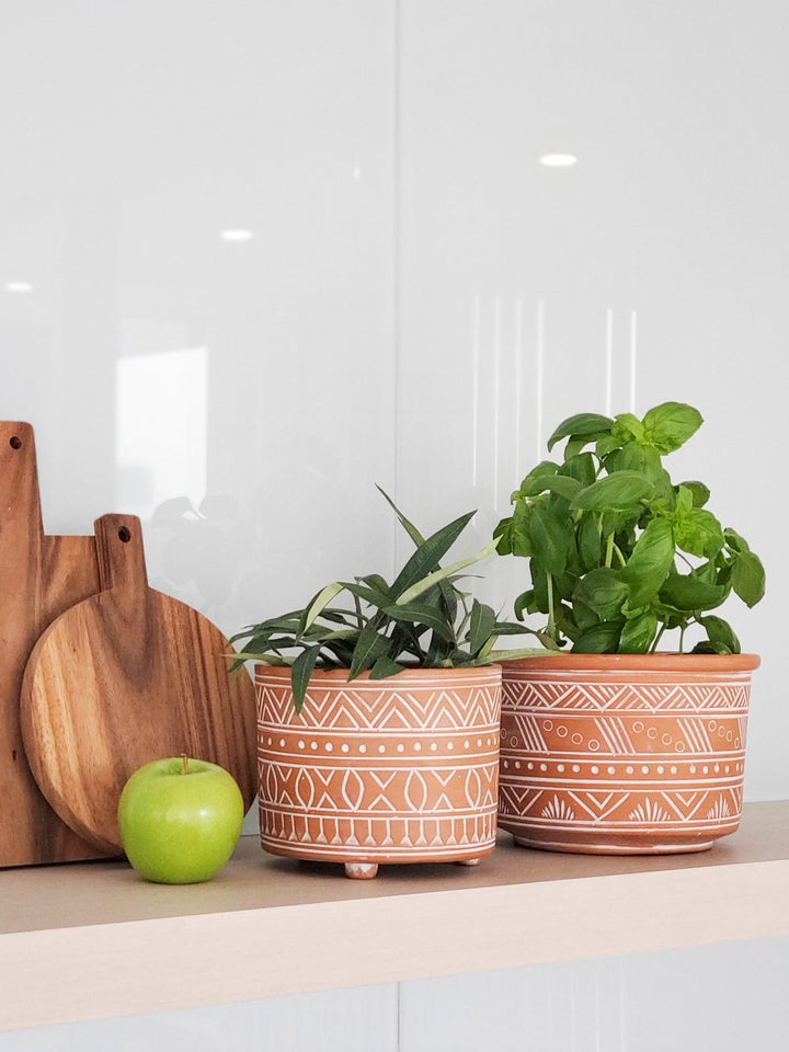 Home DecorHand Etched Terracotta Pot - SmallKorissa