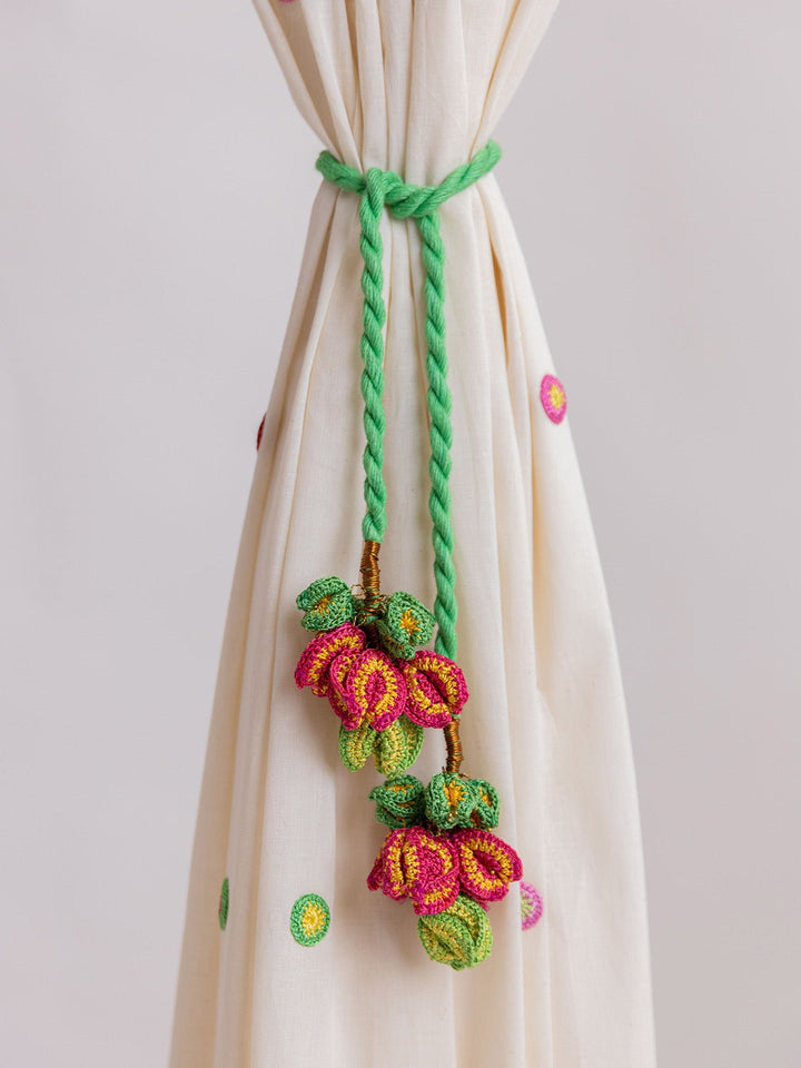 Bed and LivingHandmade Crochet Curtain Tie Backs - Bougainvillea Flowers SetSamoolam