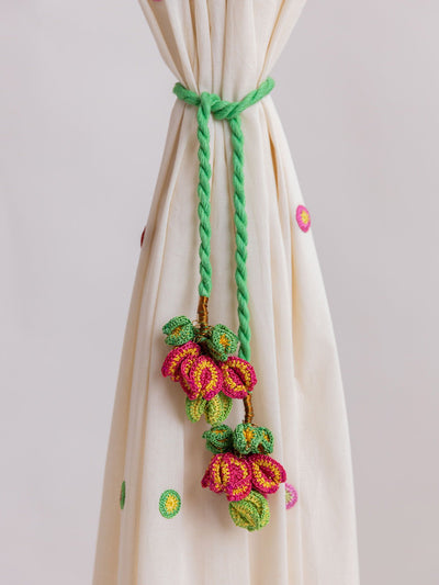 Bed and LivingHandmade Crochet Curtain Tie Backs - Bougainvillea Flowers SetSamoolam