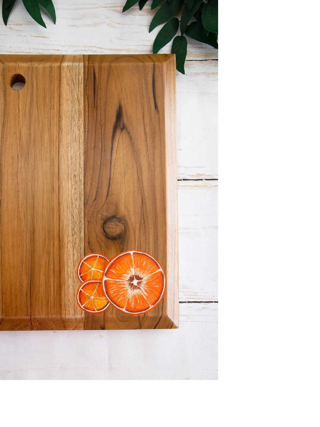 Table and DiningHandpainted Tangerines Teakwood Platter Cum Chopping Board BrownDeco Talk