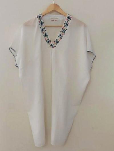 DressesHandwoven Cotton Muslin Kaftan with Hand Embroidered YokeEarth Route