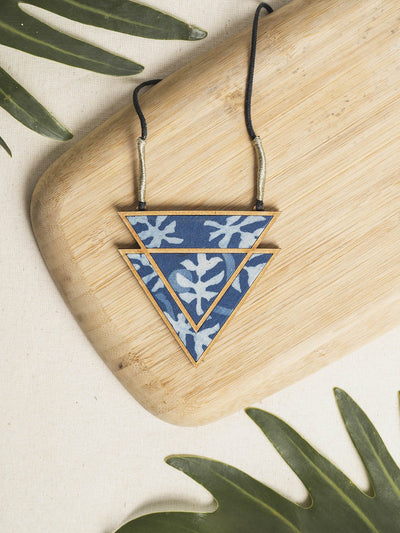 JewelryIndigo Repurposed Wood Frame Triangular NecklaceWhe