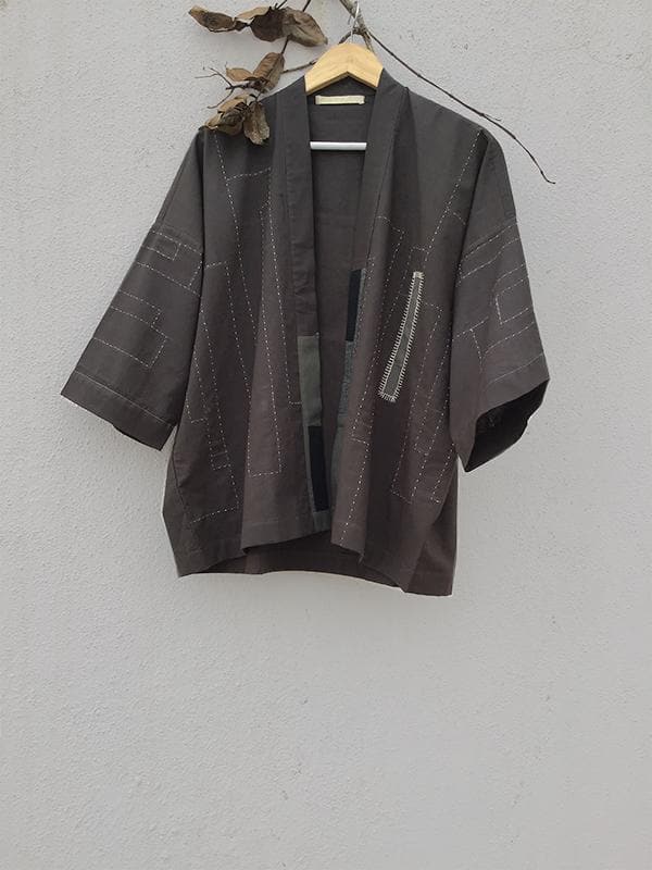 JacketsKimono Jacket GreyPatch Over Patch