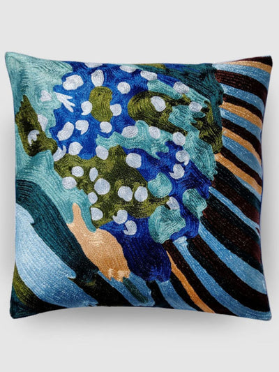 Bed and LivingKingfisher Hand Embroidered Chainstitch Cushion Cover GreenZaina