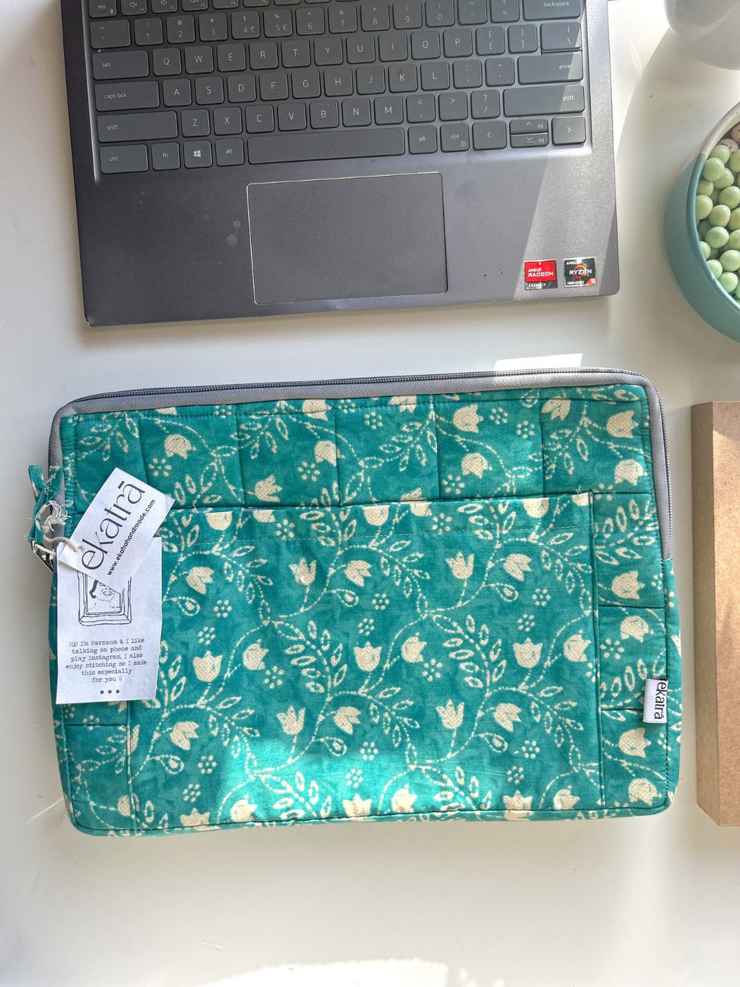 Stationery and OfficeLaptop Sleeve Teal FloralEkatra