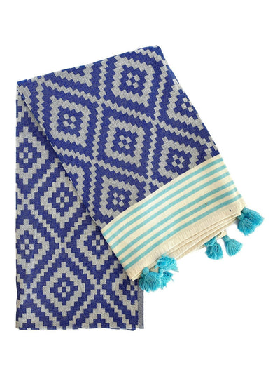 Bed and LivingMerida Turkish Towel / Blanket - BlueHilana Upcycled Cotton