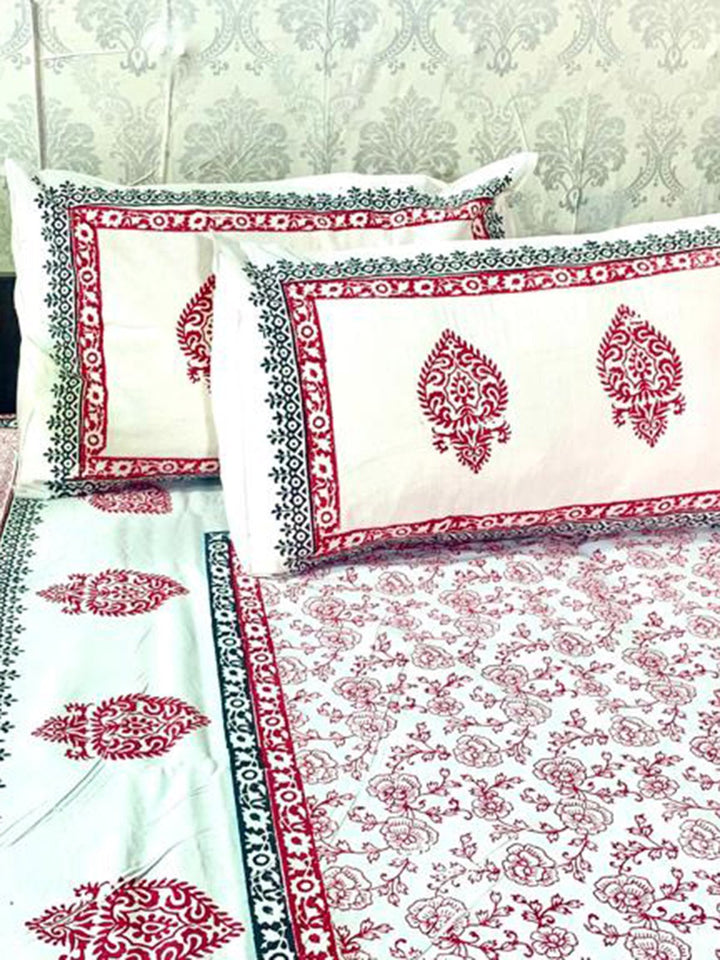 Bed and LivingMugal Print Motif Hand Block Printed BedsheetAlankaran Designs