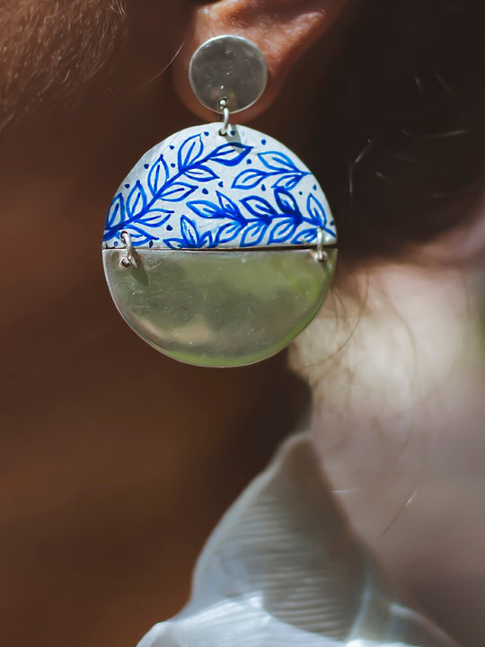 Neel, Tikona Hand Painted Earrings