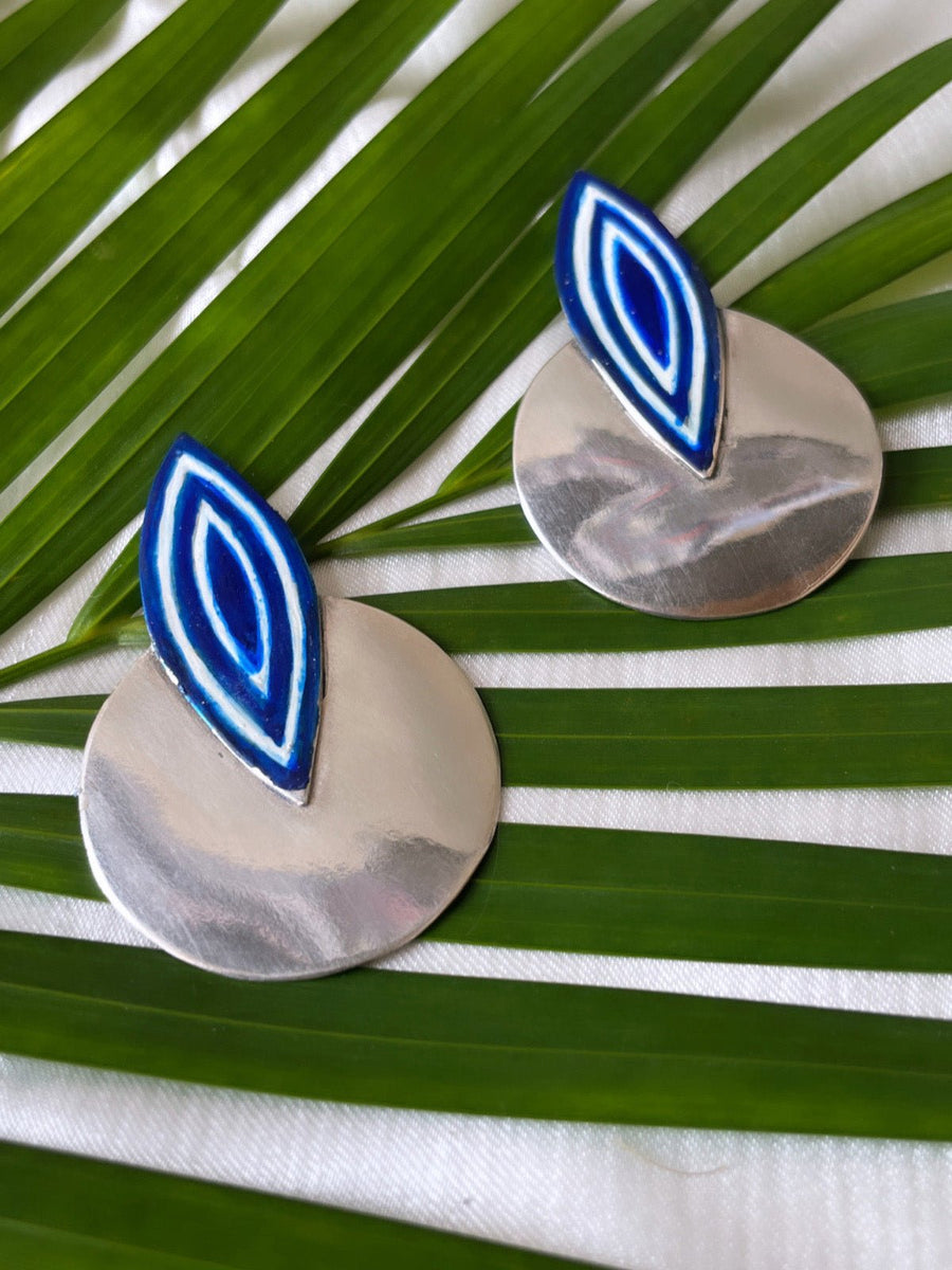 Neel, Inverted Triangle Hand Painted Earrings