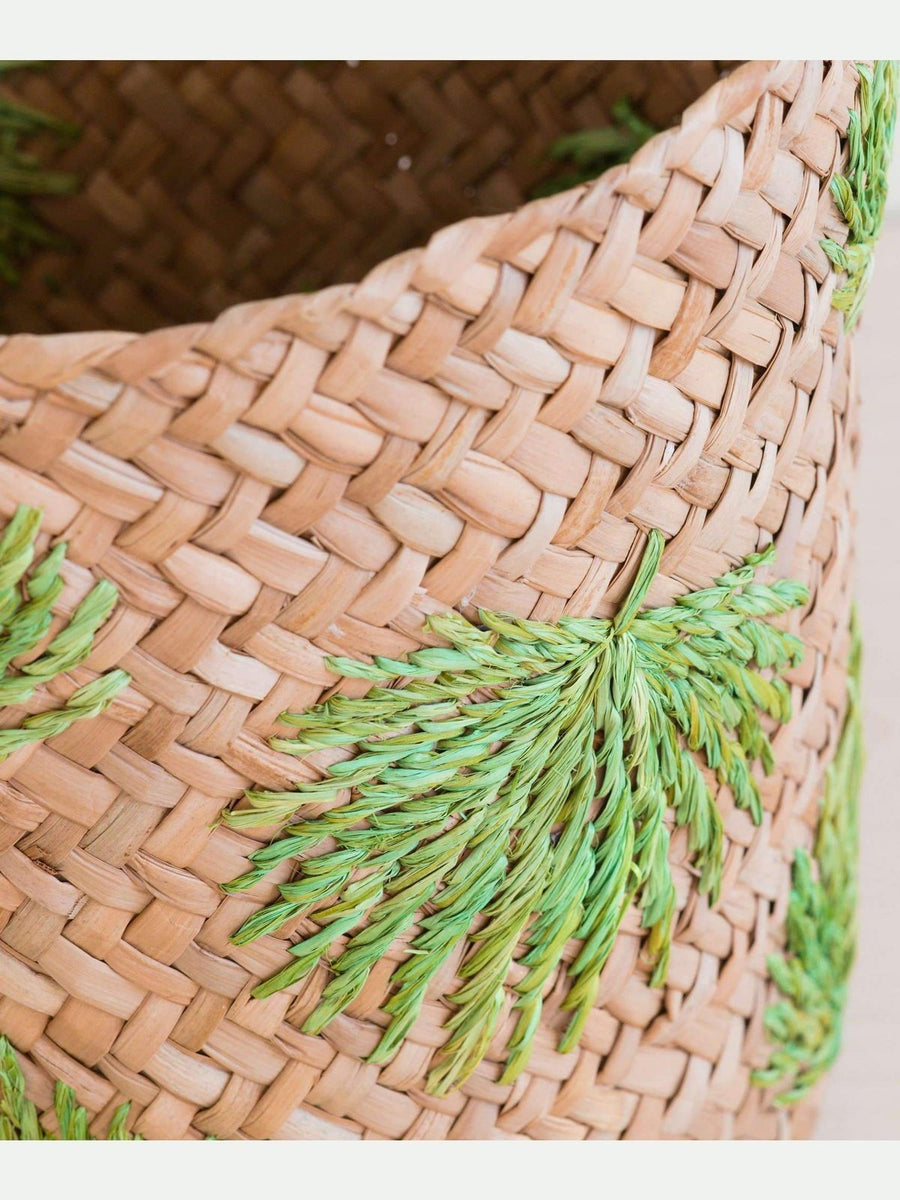 Palm Embroidered Soft Seagrass Basket Embroidered Baskets