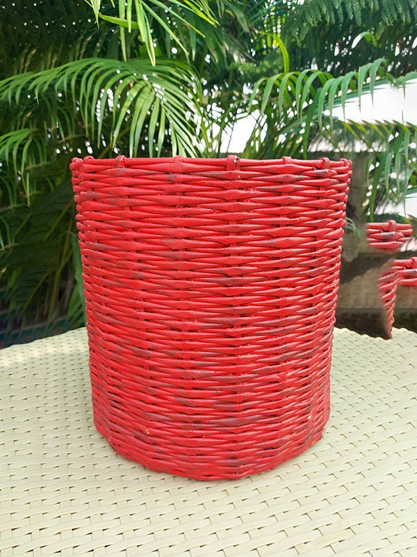 Home DecorPaper Weaved Planter RedPaperwings