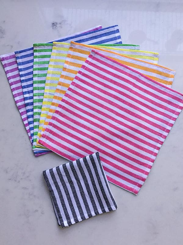 Table and DiningQuarter Stripe Cocktail Napkins Assorted Set of 6Kara Weaves