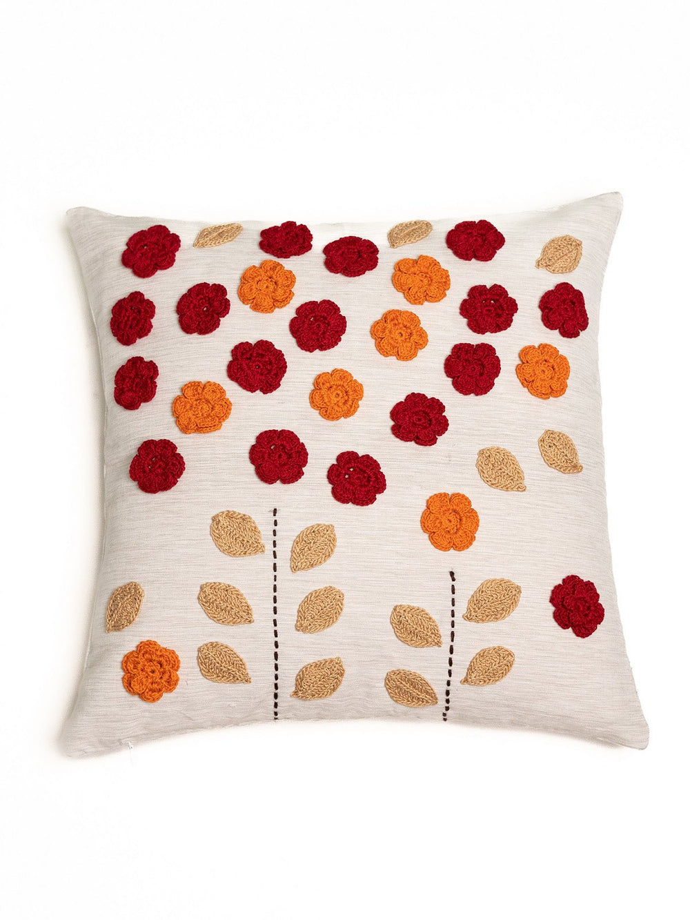 Bed and LivingRed And Orange Flowers Cushion CoverNandni Studio