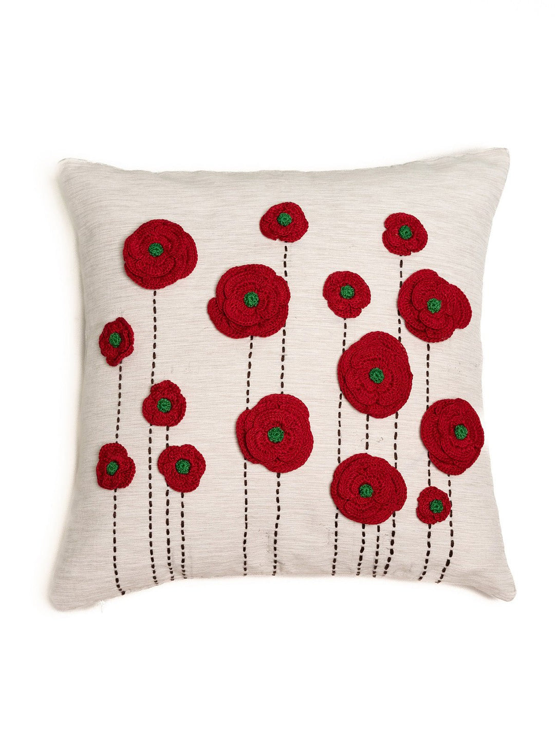 Bed and LivingRed Layered Flowers Cushion CoverNandni Studio