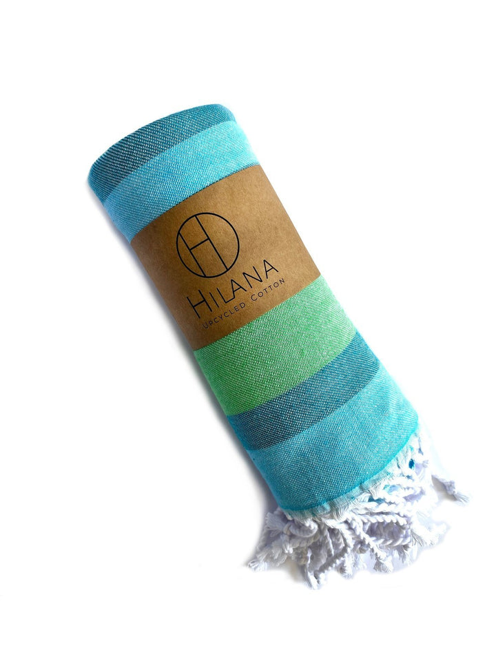 Bath LinenSamara Striped Sustainable Turkish Towel GreenHilana Upcycled Cotton