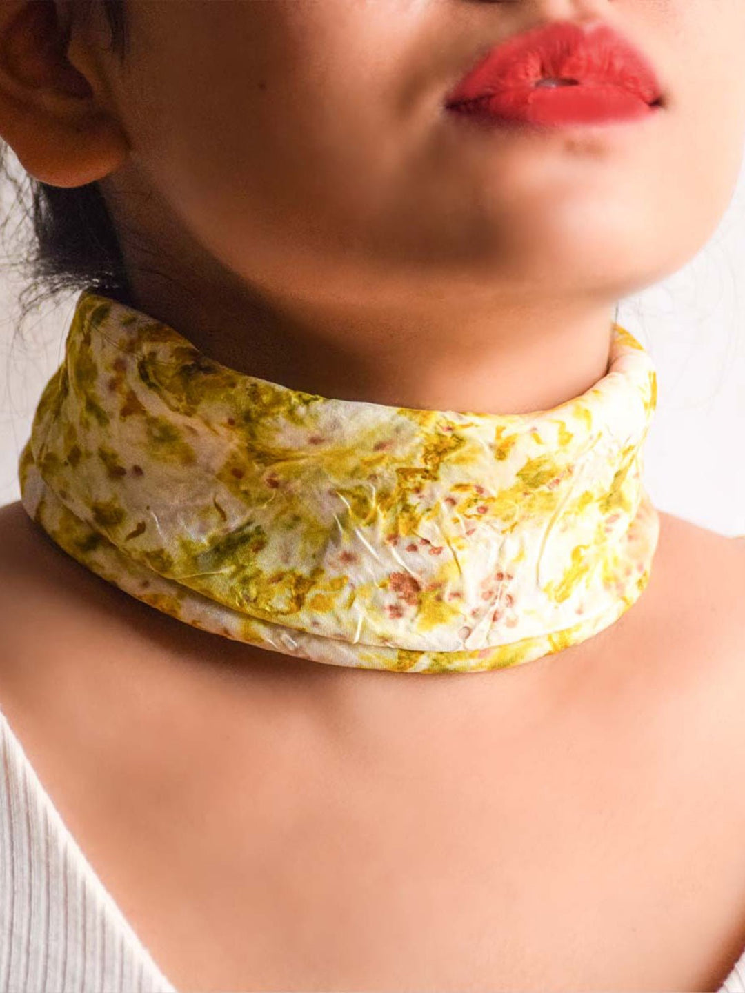 Scarves and WrapsSilk Bandana - White with Mustard YellowEcoshi