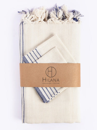 Bath LinenSustainable Kayseri Tablecloth Set - BlueHilana Upcycled Cotton